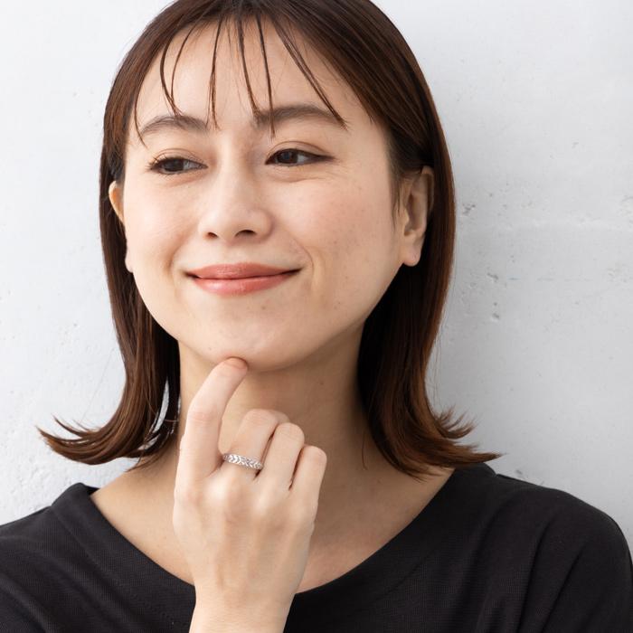 リング 透かし リーフ アンティーク デザインリング 18金 ホワイトゴールド 指輪 リーフカットの画像