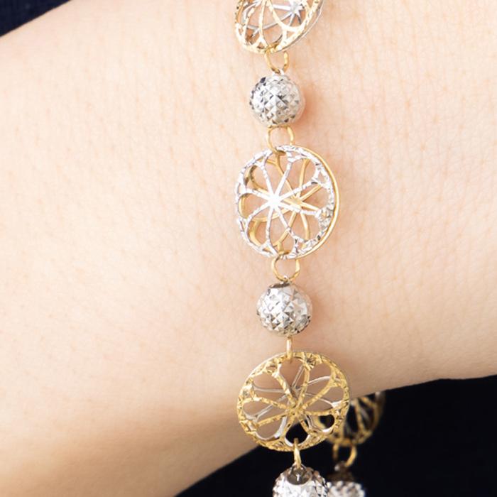 約17cm K18YG WG コンビカラー ブレスレット 18金 イエローゴールド