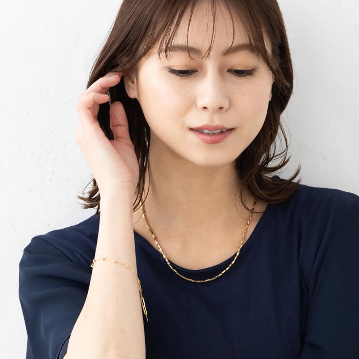 ペーパークリップ K18YG ブレスレット フリーサイズ 可動式 カット 