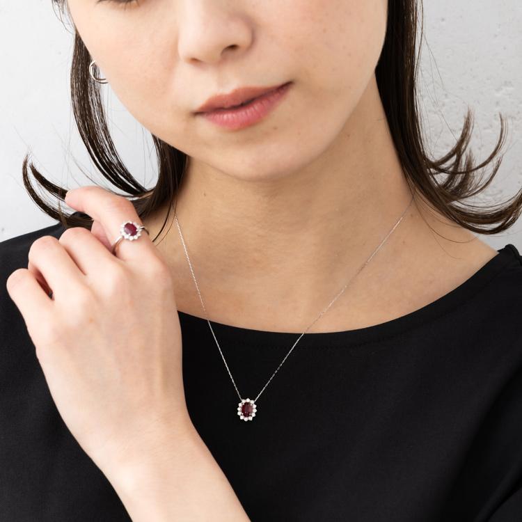 約45cm プラチナ 1ct ピジョンブラッド ルビー ペンダント スライド 