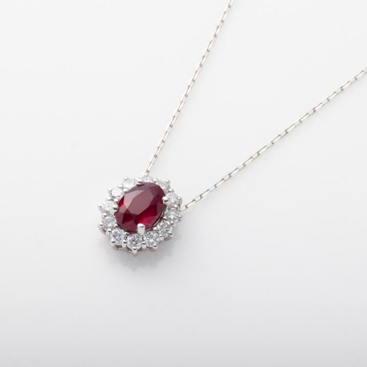 約45cm プラチナ 0.5ct ピジョンブラッド ルビー ペンダント スライド