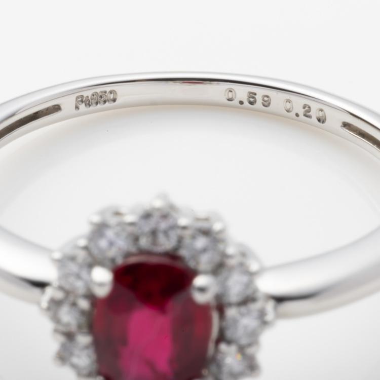 プラチナ 0.5ct ピジョンブラッド ルビー リング ダイヤモンド 12石 約0.2ct Pt950 プラチナ ルビー ダイヤ リング 指輪 赤 天然石 7月 誕生石 ギフトの画像
