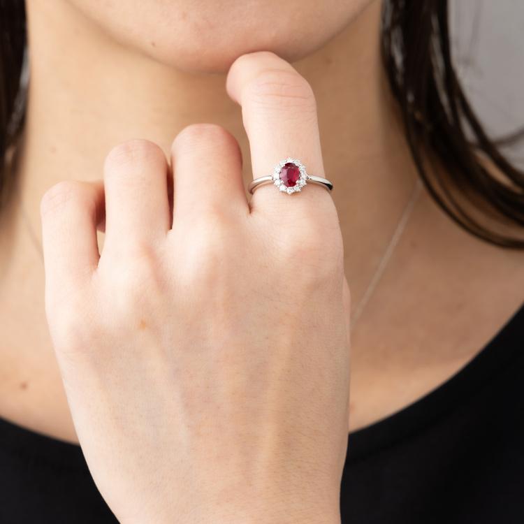 プラチナ 0.5ct ピジョンブラッド ルビー リング ダイヤモンド 12石 約0.2ct Pt950 プラチナ ルビー ダイヤ リング 指輪 赤 天然石 7月 誕生石 ギフトの画像