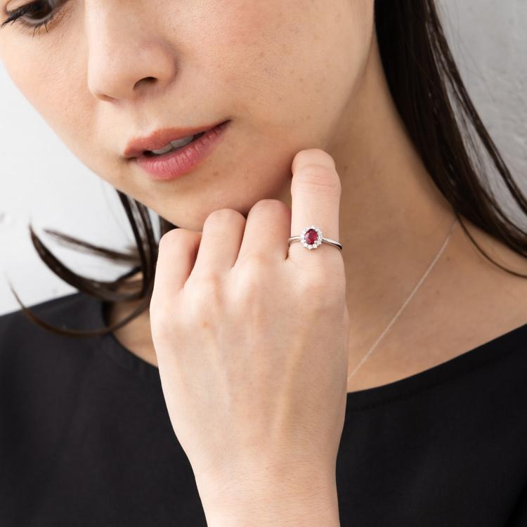 プラチナ 0.5ct ピジョンブラッド ルビー リング ダイヤモンド 12石 約0.2ct Pt950 プラチナ ルビー ダイヤ リング 指輪 赤 天然石 7月 誕生石 ギフトの画像