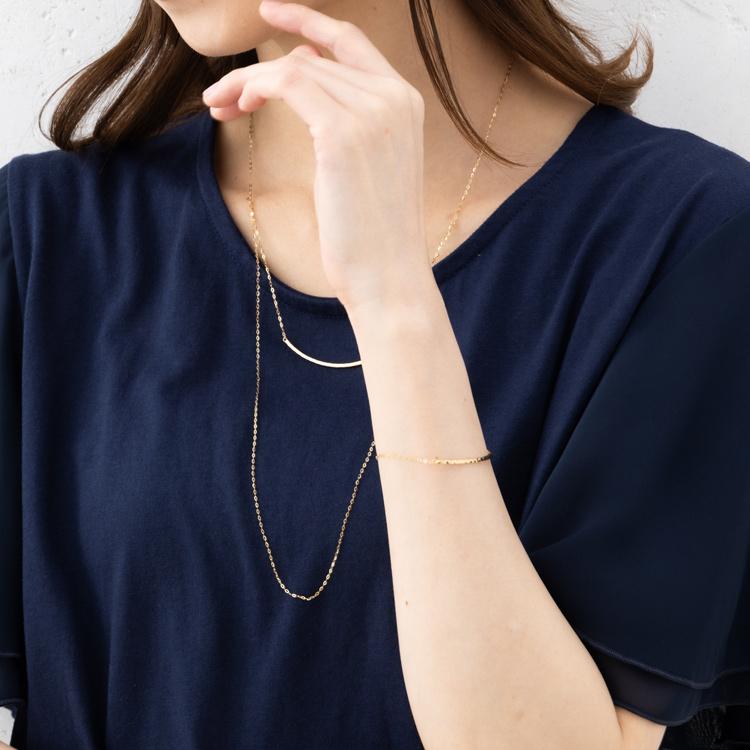 約18cm スマイル バー ブレスレット K18 YG 地金 チェーン 18金 