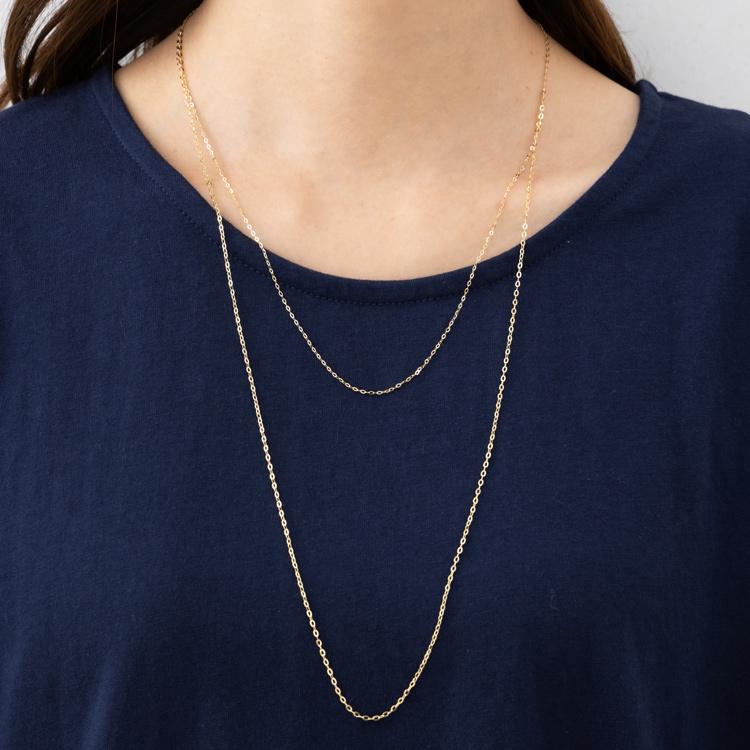 約50cm ロングチェーン 約70cm 2連 K18 YG ケーブルドレープ デザイン