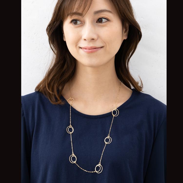 約70cm ラウンド ステーション ネックレス K18 YG 地金 チェーン 18金 