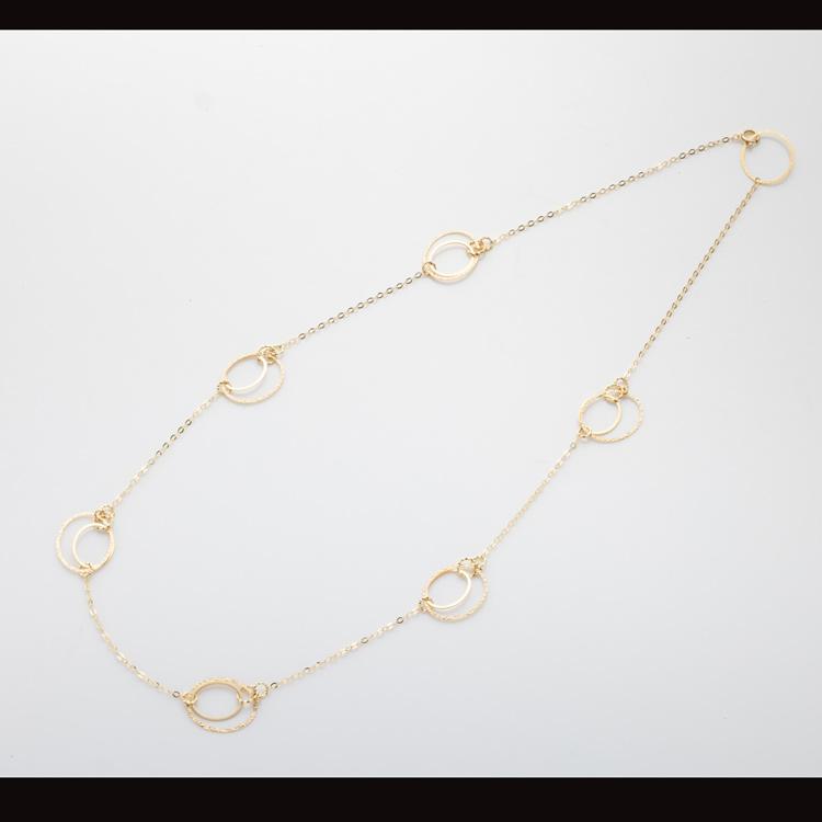 約60cm ラウンド ステーション ネックレス K18 YG 地金 チェーン 18金 イエローゴール ド あずきチェーン ロング チェーン ネックレスの画像