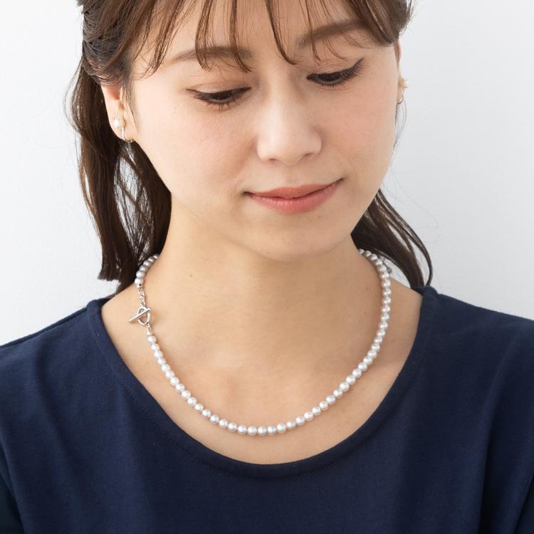 約44cm 6mm珠 ホワイトカラー あこや 真珠 ネックレス ホワイト系 T 