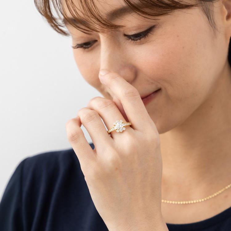 ダイヤモンド K18 YG ハーフエタニティ リング 0.5カラット UP 18金