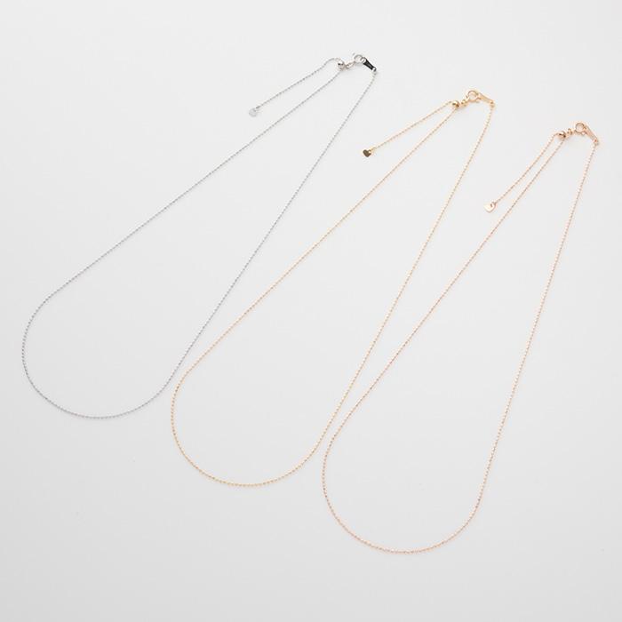 カットボール チェーン スライドアジャスター付き K18 YG PG Pt850 チェーン幅約0.8mm K18ネックレス プラチナネックレス シンプルネックレス 18金 プラチナ850の画像