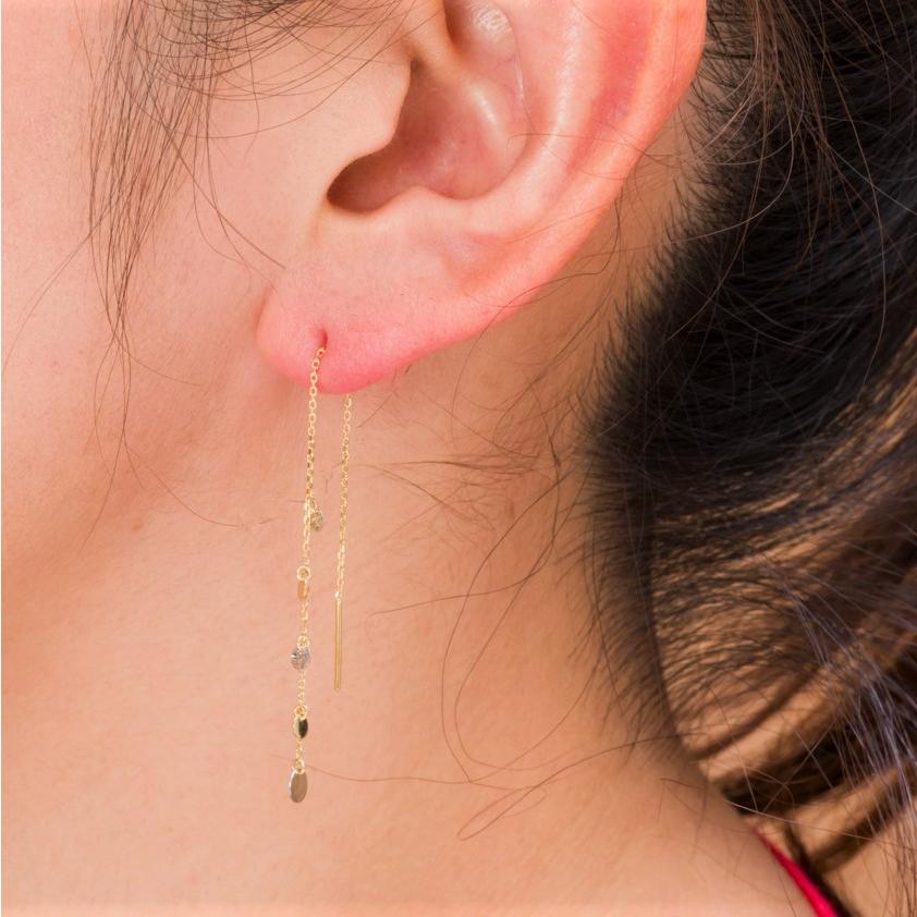 シャンデリアチェーンピアス K18/WG ：約0.8g（左右合計） 18金  