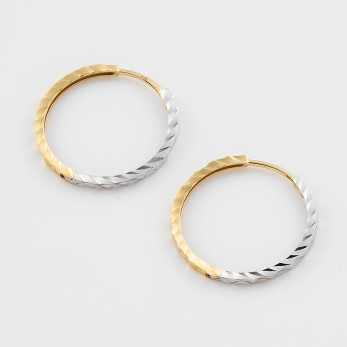 コンビカラー デザインリングピアス フープピアス K18/WG・PG/WG