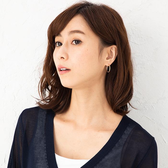 コンビカラー デザインリングピアス フープピアス K18/WG・PG/WG