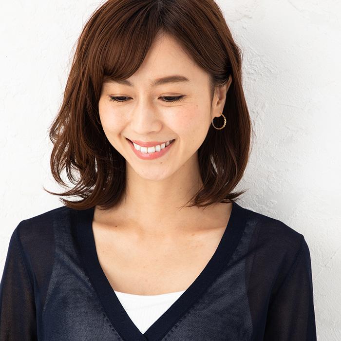 コンビカラー デザインリングピアス フープピアス K18/WG・PG/WG