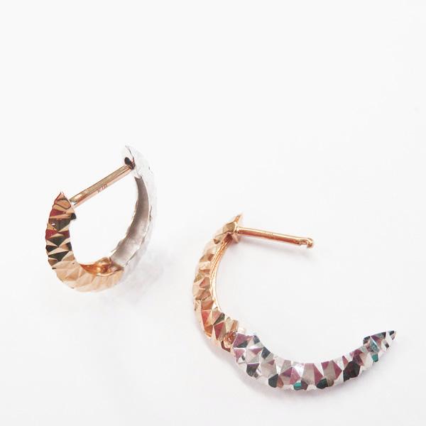 ピンキーリングピアス フープピアス ラージ ゴールドピアス K18/WG  K18PG/WG  コンビカラー 約1.3g(左右合計) 18金 ゴールド ホワイトゴールド ピンクゴールドの画像