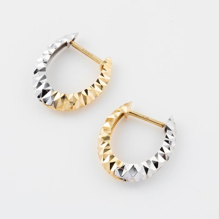 ピンキーリングピアス フープピアス ラージ ゴールドピアス K18/WG  K18PG/WG  コンビカラー 約1.3g(左右合計) 18金 ゴールド ホワイトゴールド ピンクゴールドの画像