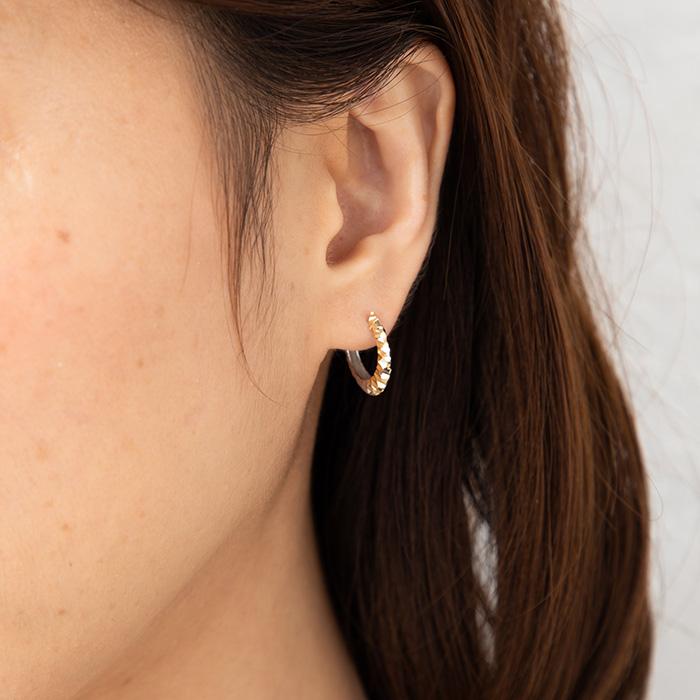 ピンキーリングピアス フープピアス ラージ ゴールドピアス K18/WG  K18PG/WG  コンビカラー 約1.3g(左右合計) 18金 ゴールド ホワイトゴールド ピンクゴールドの画像