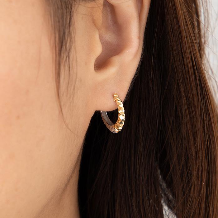 新品】K18YG/WG/PGコンビフープピアス