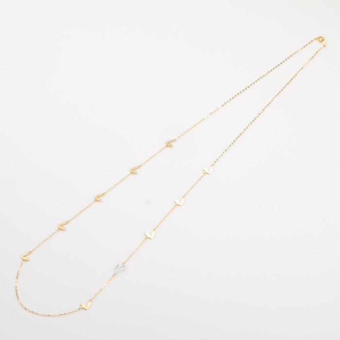 ネックレス ハートモチーフ ステーションネックレス 70cm ロングネックレス K18 YG WG ゴールド ホワイトゴールド K18 18金 k18ネックレス レディースの画像