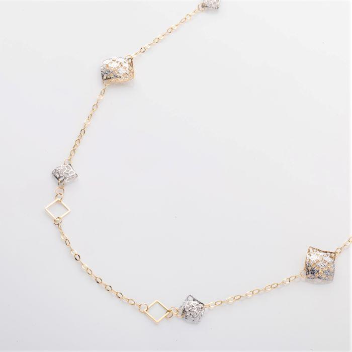 K18YG/WG 四角 ロングネックレス 長さ約80cm K18ネックレス 18金 ネックレス レディース ゴールド ホワイトゴールド 重さ約3.3g k18ネックレスの画像