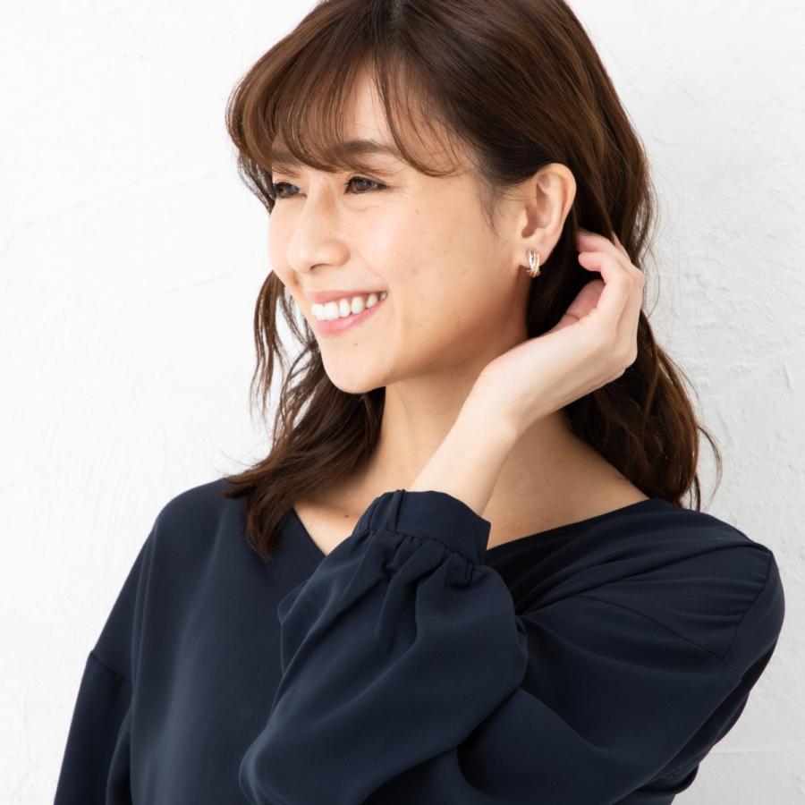 スリーカラー トリニティフープ ダイヤモンドカットモチーフ　クリップイヤリング/ピアス　K18/K18PG/K14WG 18金 14金の画像