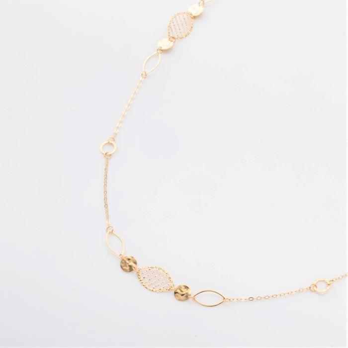 リーフデザインロングネックレス 約80cm 約3.0g K18ネックレス 18金 ネックレス レディース K18ネックレス イエローゴールドネックレスの画像