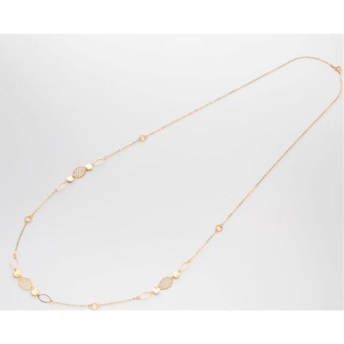 リーフデザインロングネックレス 約80cm 約3.0g K18ネックレス 18金 ネックレス レディース K18ネックレス イエローゴールドネックレスの画像