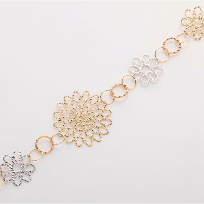 透かしフラワーデザインロングネックレス 約80cm 約3.9g K18ネックレス 18金 ネックレス レディース ゴールド ホワイトゴールド K18ネックレス K18/WGの画像