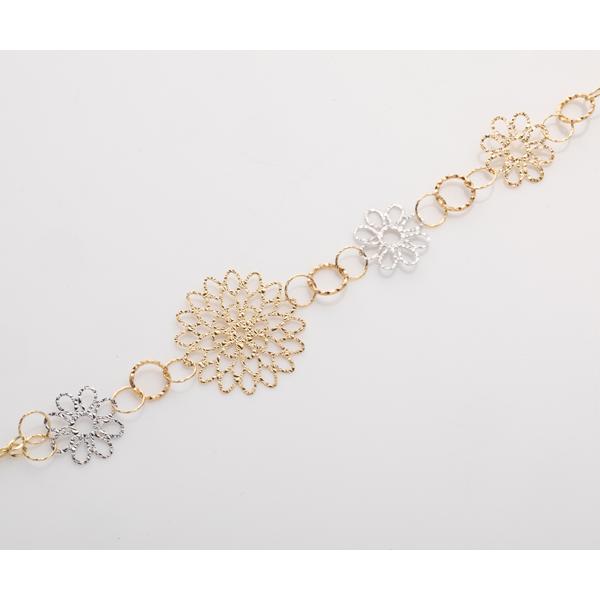 透かしフラワーデザインロングネックレス 約80cm 約4.2g K18ネックレス 18金 ネックレス レディース ゴールド ホワイトゴールド  K18ネックレス K18/WGの画像