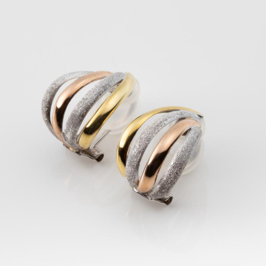 K18　K18PG　K14WG　スリーカラー　フープピアス K18YG/K18PG/K14WG スリーカラー キャトルフープピアス 重さ約2g 18金