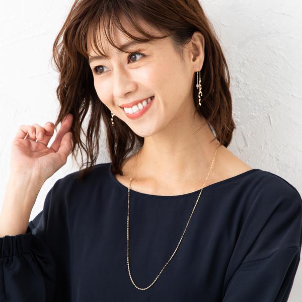 ミラーボール ロングネックレス 約70cm K18 18金 ネックレス レディース ゴールド K18ネックレス 約2.5g K18の画像