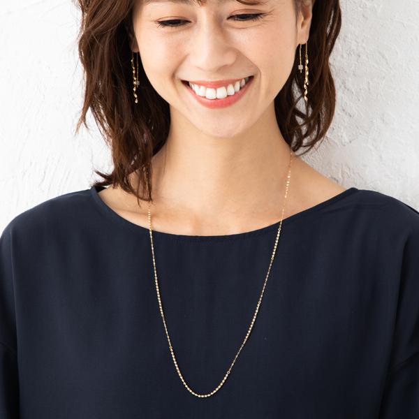 ミラーボール ロングネックレス 約70cm K18 18金 ネックレス レディース ゴールド K18ネックレス 約2.5g K18の画像