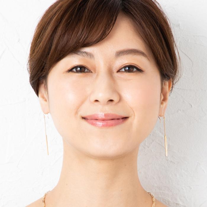 バー デザイン 揺れる ロング ピアス イヤリング K18 YG 18金 イエロー