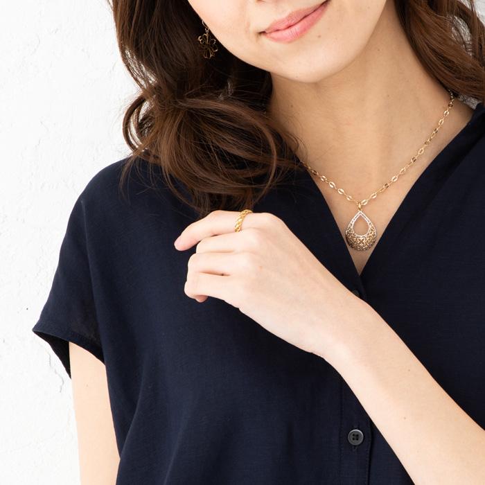 リング コルドデザイン 透かしデザイン K18 YG WG ゴールド ホワイトゴールド 18金 K18 指輪 レディース k18の画像