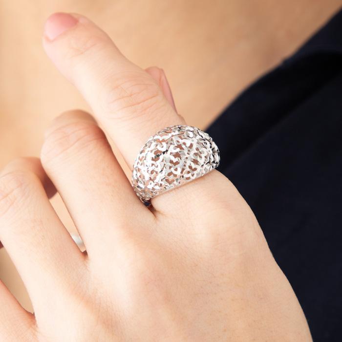 K18 大ぶり透かしデザインリング