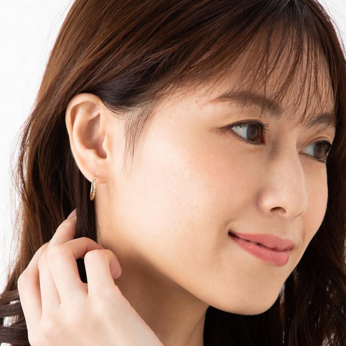 ダブル フープ ピアス コンビカラー K18 YG WG 18金 イエロー