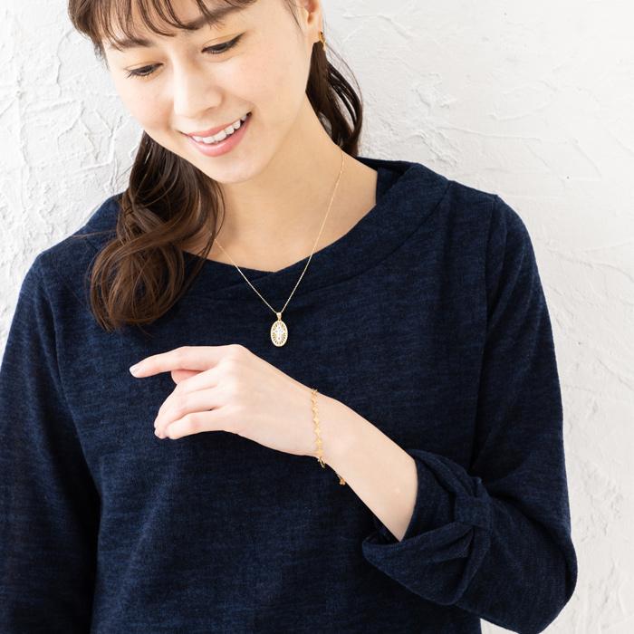 K18 YG カット風 クローバー モチーフ あずきチェーン ブレスレット 18金 イエローゴールド スライドアジャスター付き 腕輪 約1.3gの画像