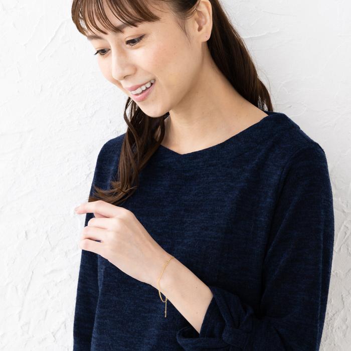 K18YG ハートモチーフ ダブルチェーン あずきチェーン ブレスレット 18金 イエローゴールド 腕輪 アジャスター付き 重さ 約0.8gの画像