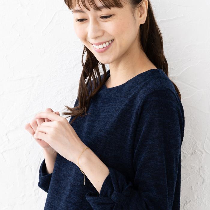 K18YG ハートモチーフ ダブルチェーン あずきチェーン ブレスレット 18金 イエローゴールド 腕輪 アジャスター付き 重さ 約0.8gの画像