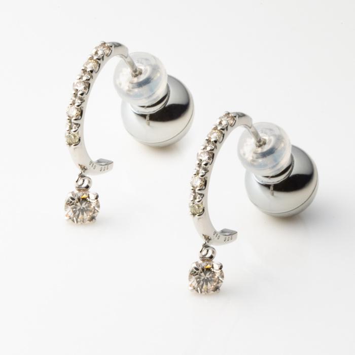 PT900 ダイヤモンド ハーフフープ スイング ピアス ダイヤ プラチナ900 