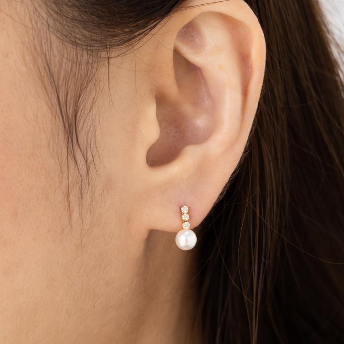 PT900 パール ダイヤモンド ピアス テニスチェーン スウィングピアス 