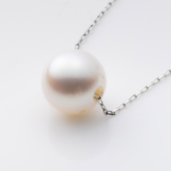 7.5mm アコヤ真珠 Pt900 ペンダント ネックレス スルーペンダント 7.5