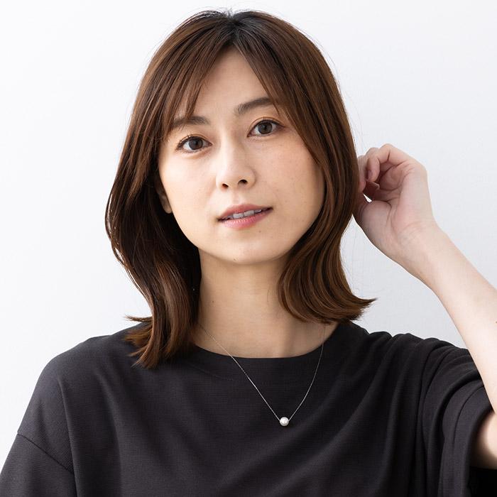 7.5mm アコヤ真珠 Pt900 ペンダント ネックレス スルーペンダント 7.5mm珠 アコヤ養殖真珠 あこや真珠 ホワイト系 ラウンド珠 Pt900 アズキチェーン 45cm フリーの画像