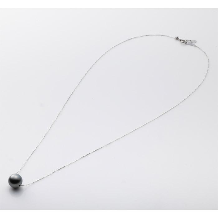 黒蝶真珠 Pt900 ペンダント ネックレス スルーペンダント 9mm珠 黒蝶 養殖真珠 ブラック系 ラウンド珠 プラチナ900アズキチェーン 45cm フリーアジャスター ブラ