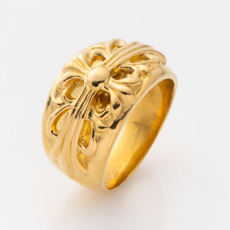 24金 K24 純金 リング 指輪 ゴールド 豪華 クロス ボリューム デザイン