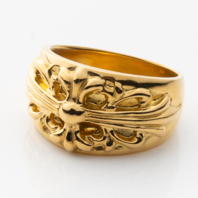 24金 K24 純金 リング 指輪 ゴールド 豪華 クロス ボリューム デザイン