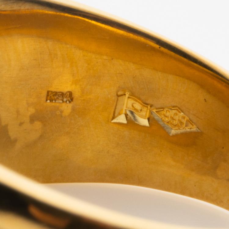 24金 K24 純金 リング 指輪 ゴールド 豪華 クロス ボリューム デザイン