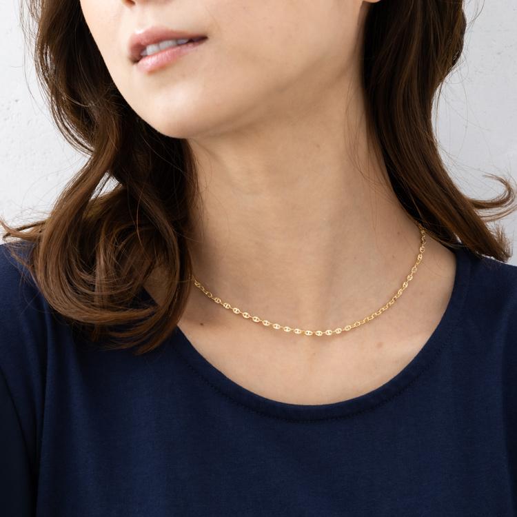 約40cm】カットシャイン チェーン ネックレス 幅約2.7mm K18 YG 