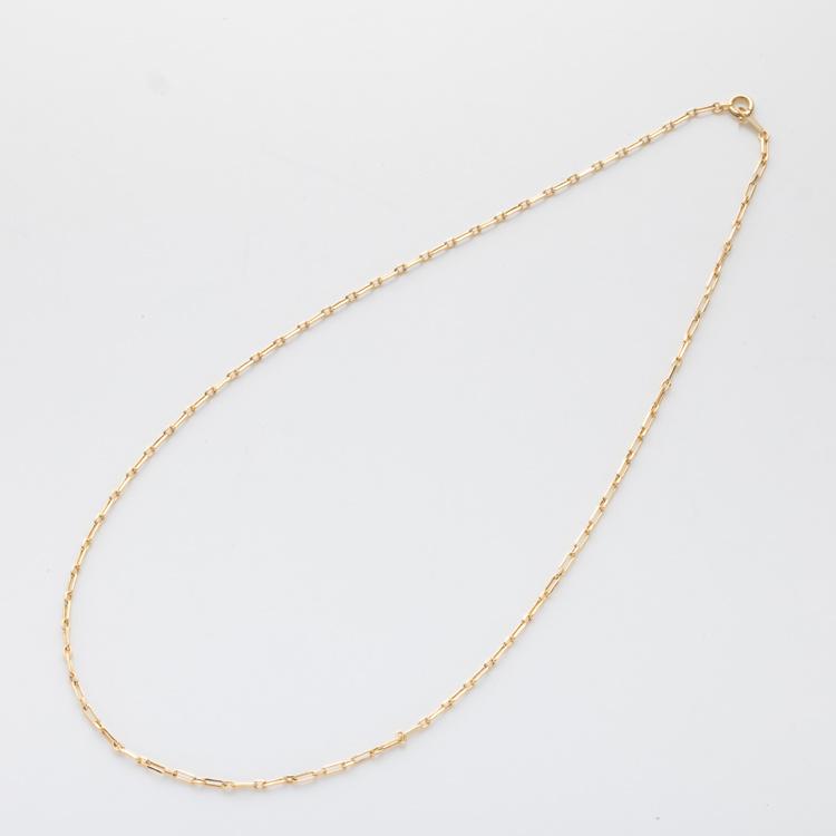 【約40cm】 ペーパークリップ チェーン ネックレス K18 YG 幅約1.6mm イエローゴールド 18金 ネックレス 地金 チェーンネックレス 050の画像